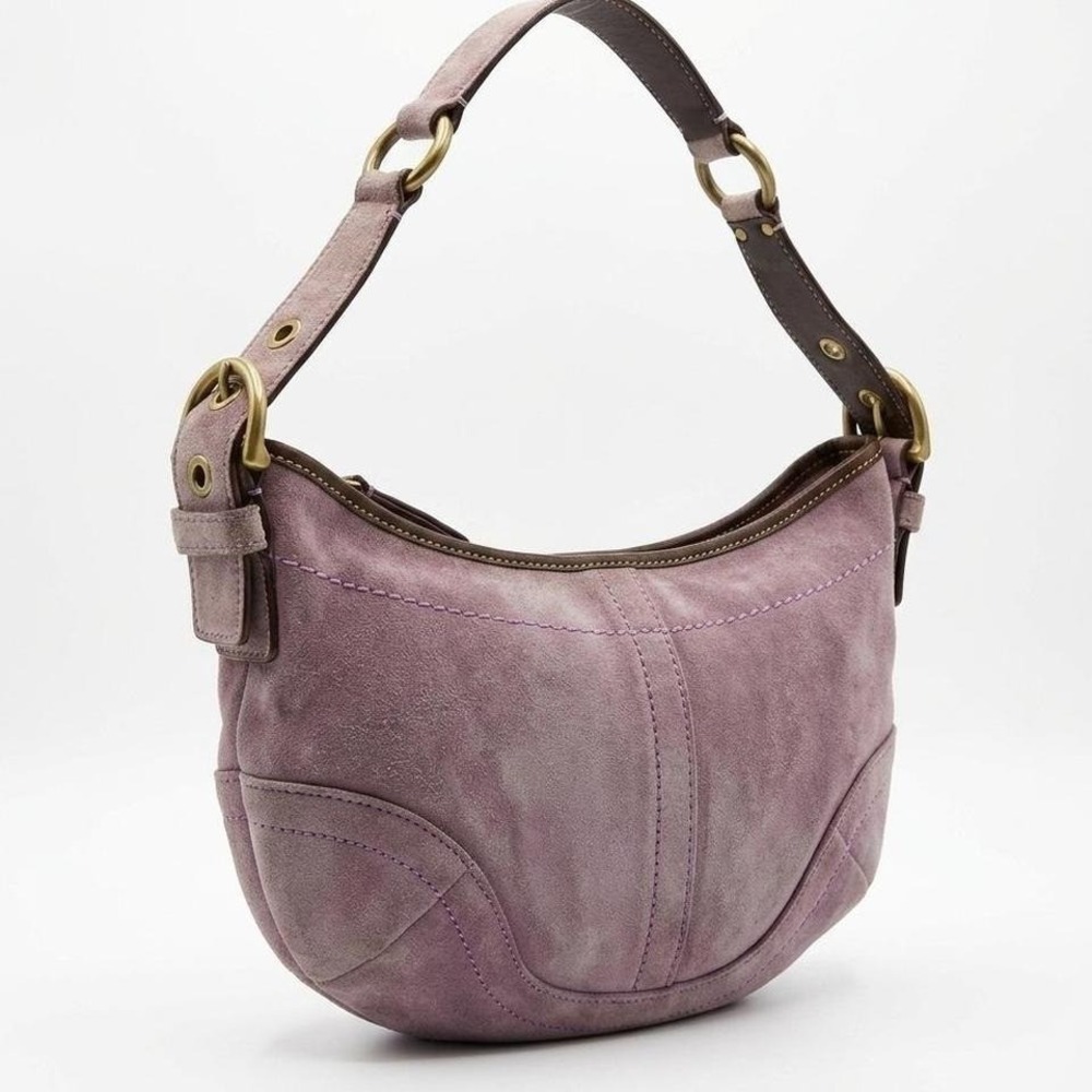 Flawed Gem! Coach Soho Mini Plum Purple Suede Leather Hobo Bag 9658 Vtg Y2K